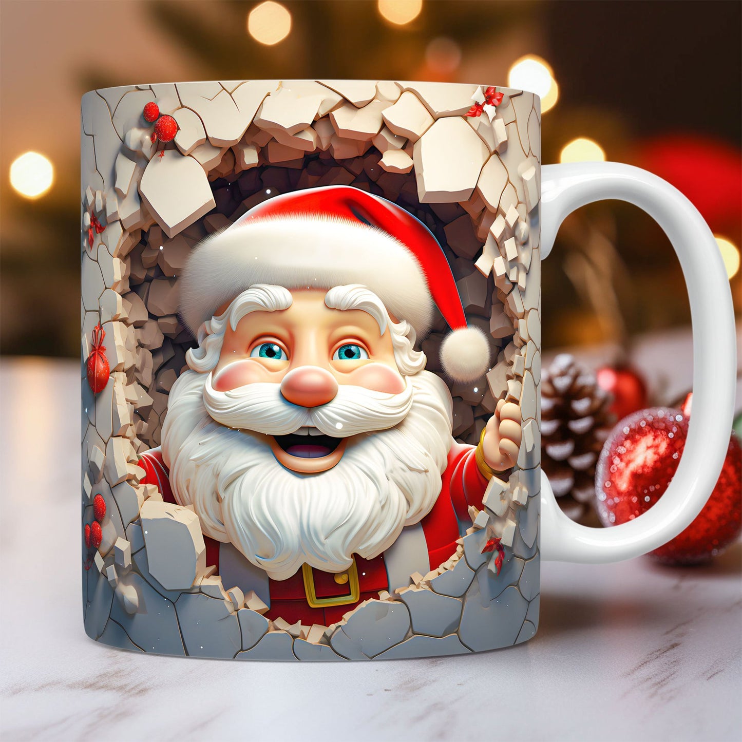 Festive 3D Santa Claus Ceramic Mug – Unique Christmas Coffee Cup for Hot Drinks, Perfect Holiday Gift for Kids and Adults