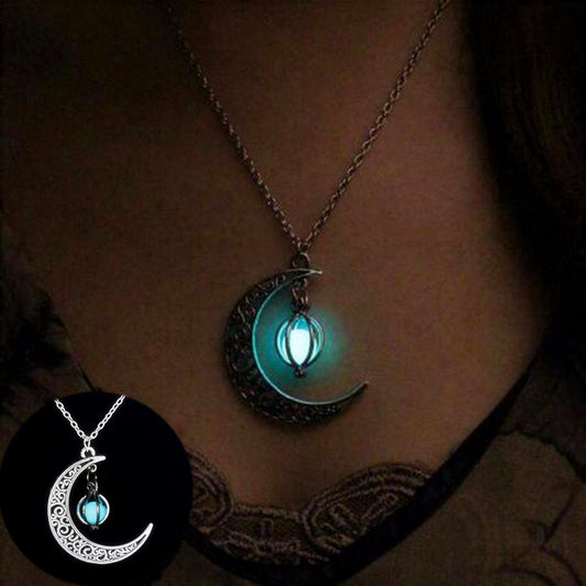 Luminous Moonstone Pendant Necklace for Women - Glowing Healing Jewelry Gift