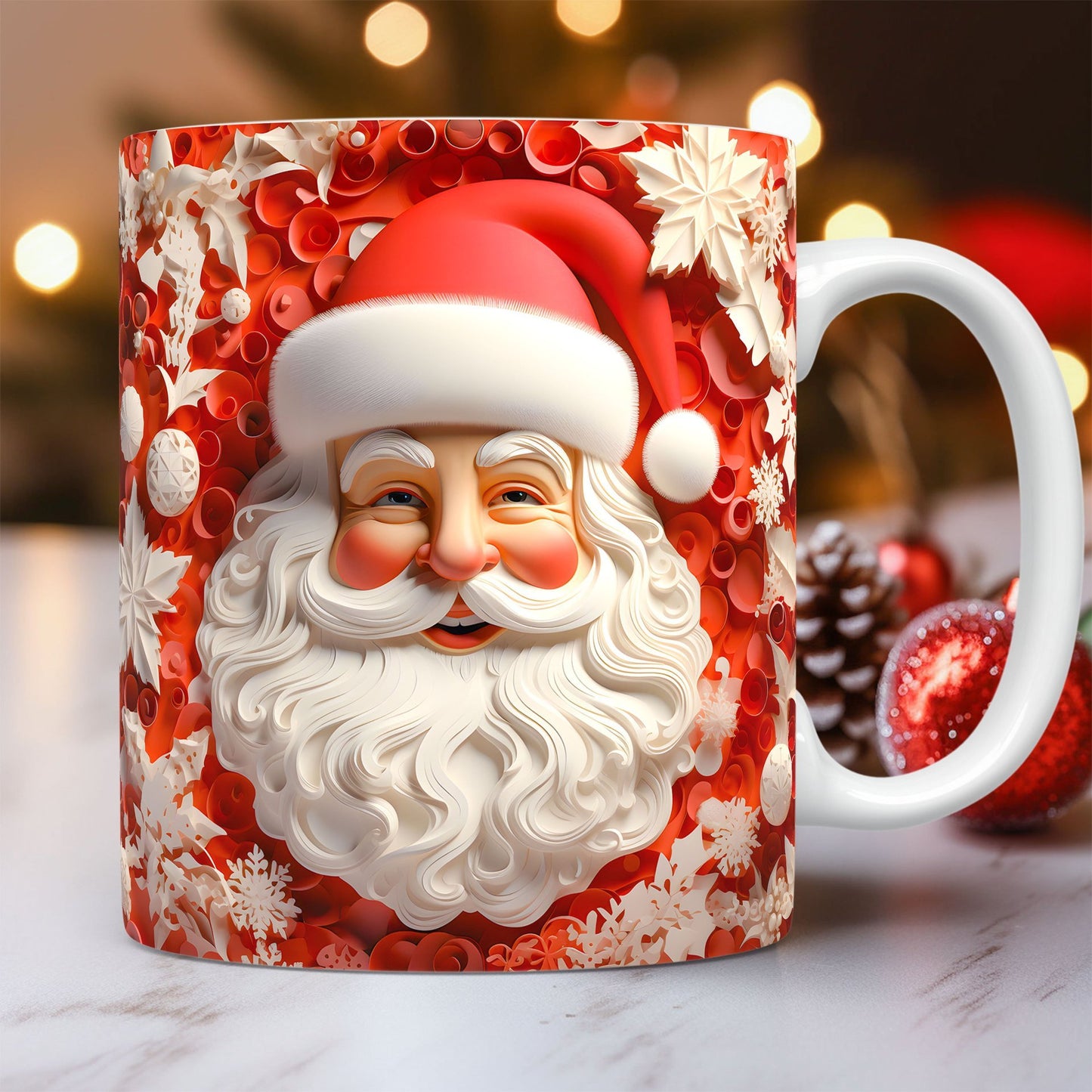 Festive 3D Santa Claus Ceramic Mug – Unique Christmas Coffee Cup for Hot Drinks, Perfect Holiday Gift for Kids and Adults