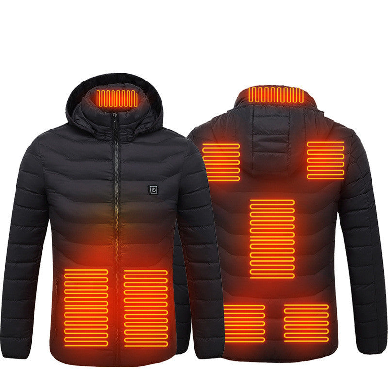 Men's Electric Heated Ski Jacket with Insulated Hood and 9 Heat Zones