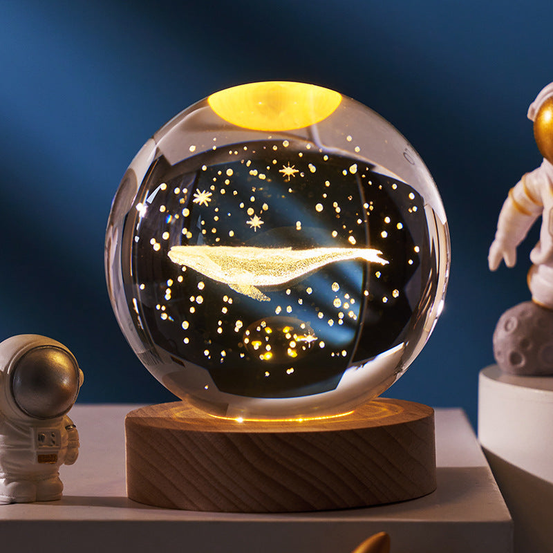 Celestial Wonder 3D Planetary Crystal Ball Lamp – Enchanting Star Projection Night Light for Unique Gifting