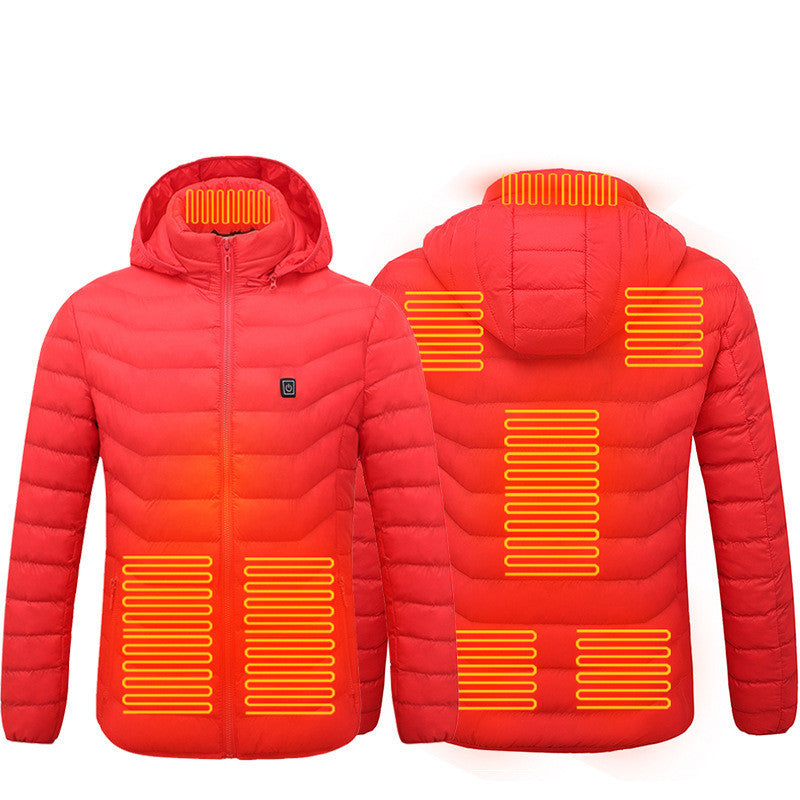 Men's Electric Heated Ski Jacket with Insulated Hood and 9 Heat Zones