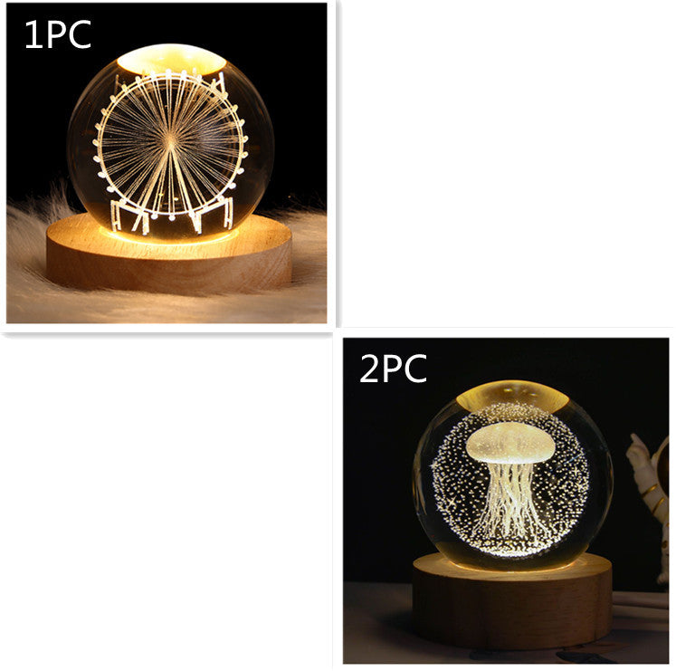 Celestial Wonder 3D Planetary Crystal Ball Lamp – Enchanting Star Projection Night Light for Unique Gifting