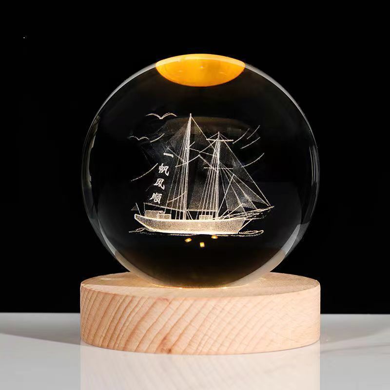 Celestial Wonder 3D Planetary Crystal Ball Lamp – Enchanting Star Projection Night Light for Unique Gifting