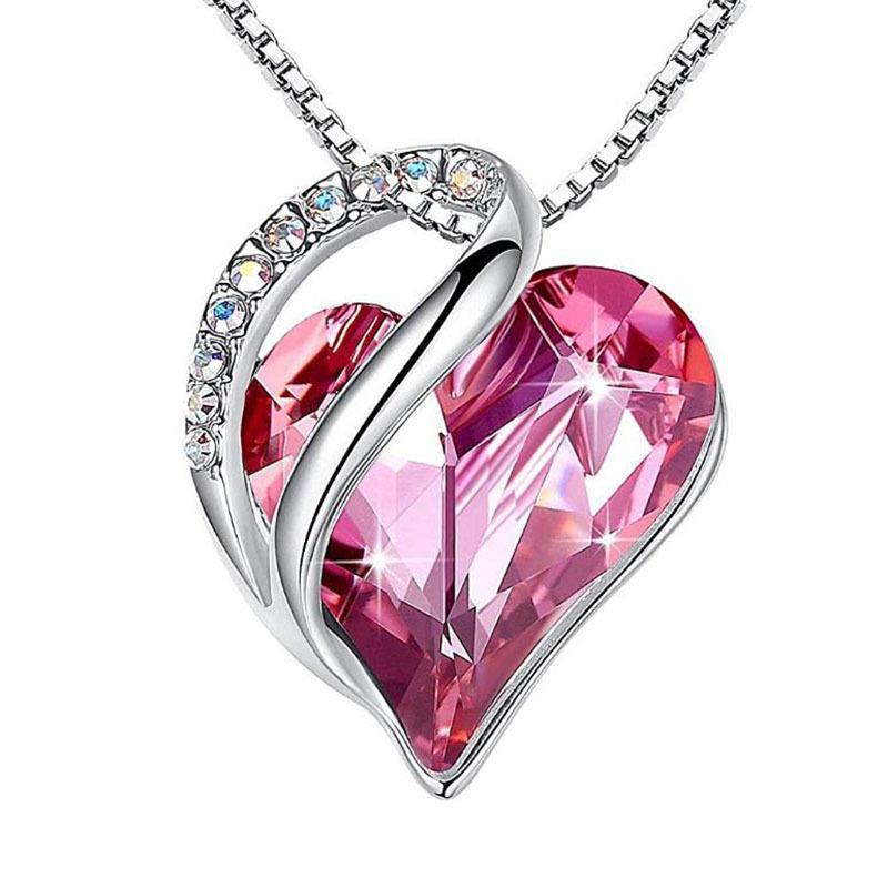 Chic Geometric Heart Pendant Necklace in 925 Silver