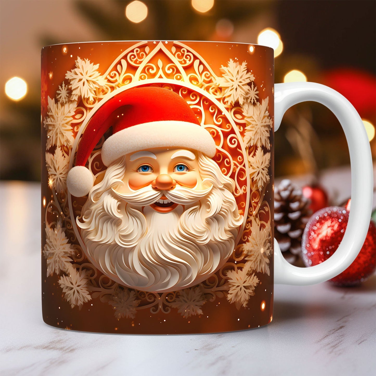 Festive 3D Santa Claus Ceramic Mug – Unique Christmas Coffee Cup for Hot Drinks, Perfect Holiday Gift for Kids and Adults