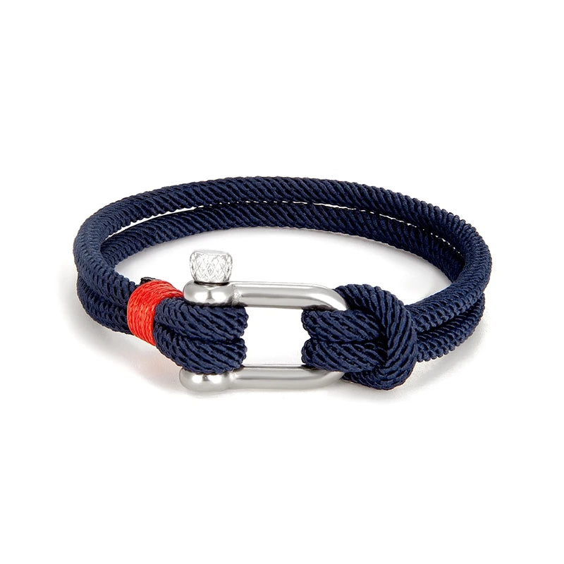 Adventurous Couples' Double Strand Rope Bracelet with Stylish Navy Anchor Charm