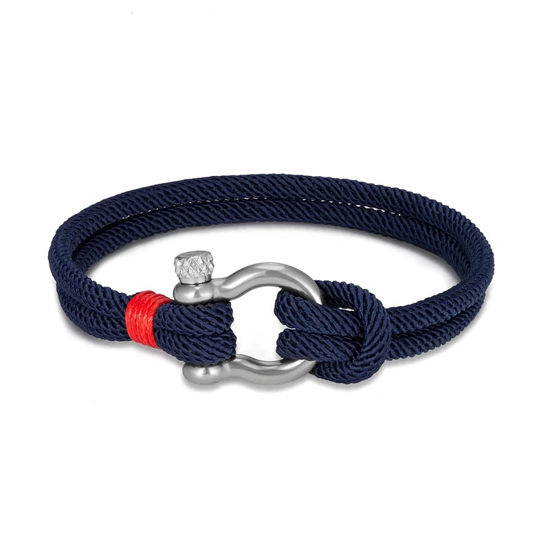 Adventurous Couples' Double Strand Rope Bracelet with Stylish Navy Anchor Charm