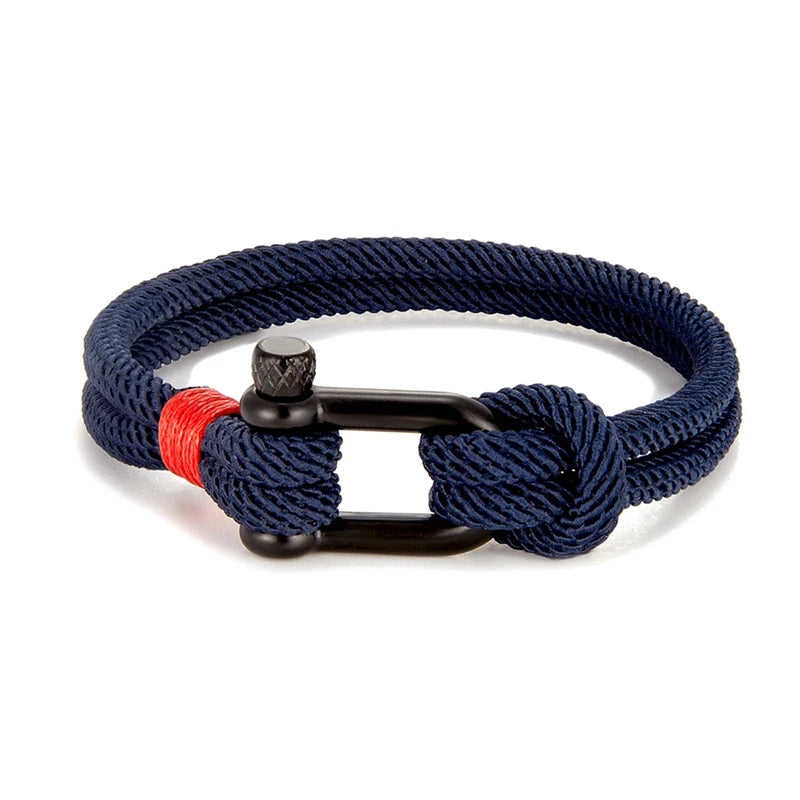 Adventurous Couples' Double Strand Rope Bracelet with Stylish Navy Anchor Charm