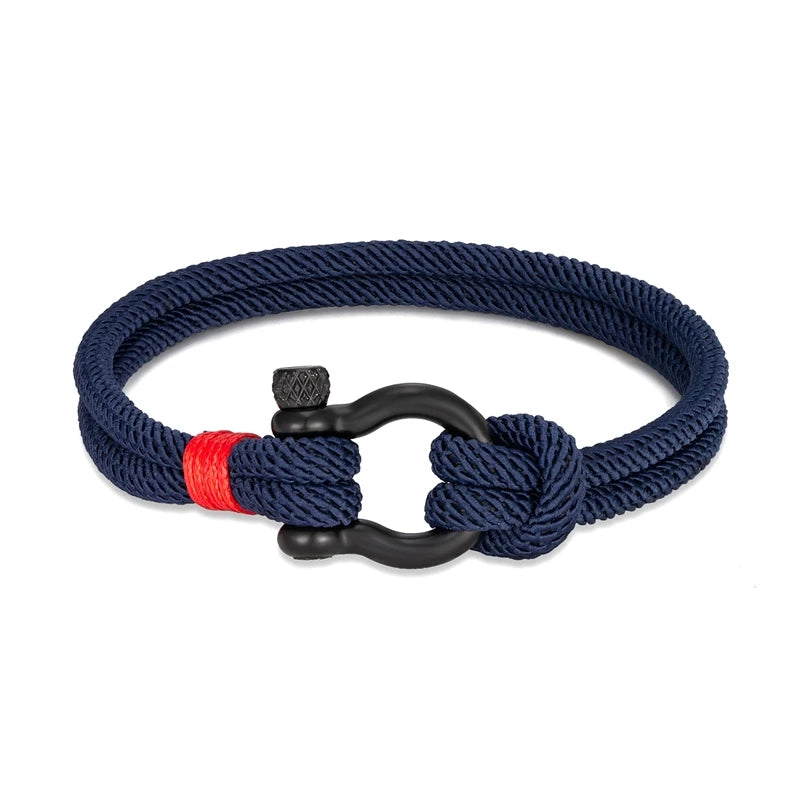 Adventurous Couples' Double Strand Rope Bracelet with Stylish Navy Anchor Charm