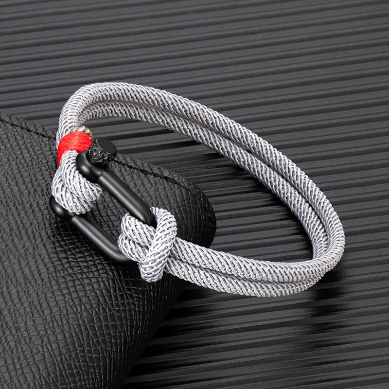 Adventurous Couples' Double Strand Rope Bracelet with Stylish Navy Anchor Charm