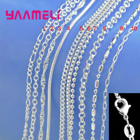 Elegant 925 Sterling Silver Classic Link Chain Necklace