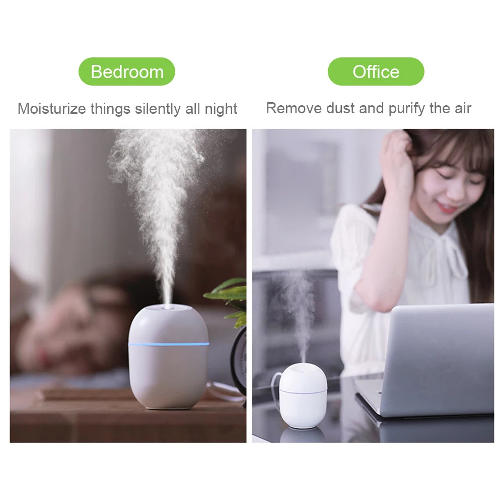 Compact USB Ultrasonic Humidifier and Essential Oil Diffuser with LED Light for Car Aromatherapy