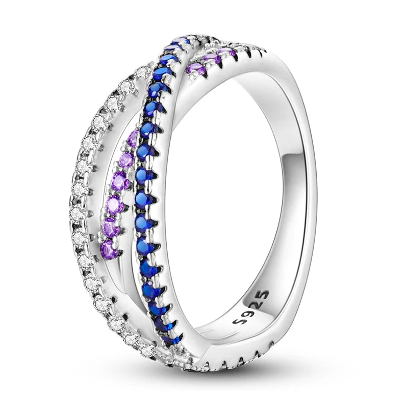 Exquisite Sterling Silver Wedding Bands with Zircon Stone