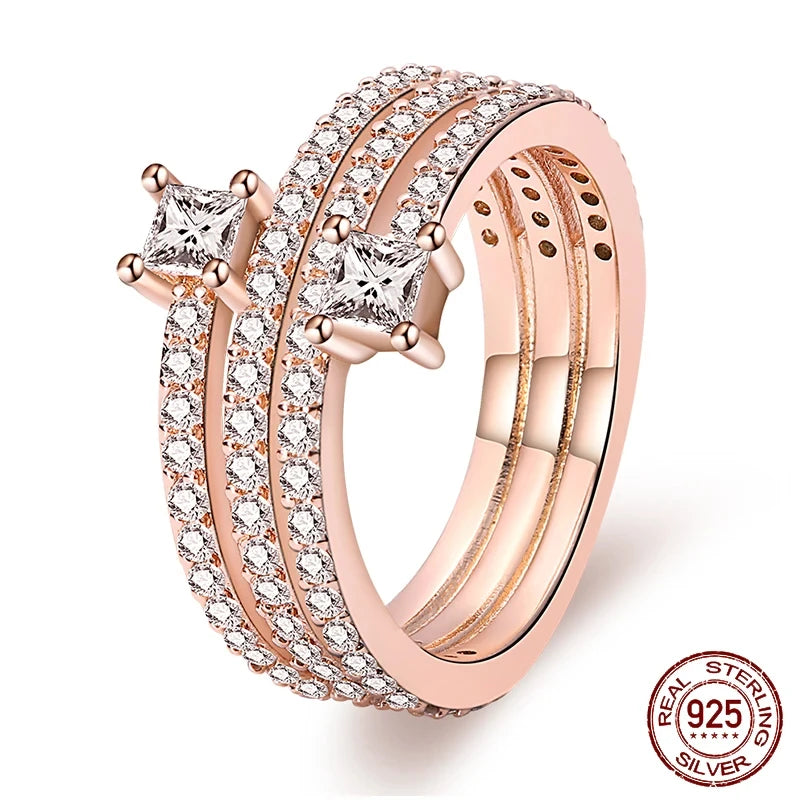 Exquisite Moon-Shaped Sterling Silver Rings for Women