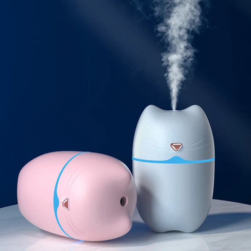 Adorable 350ml Cat-Shaped USB Air Humidifier with Night Light and Mist Function