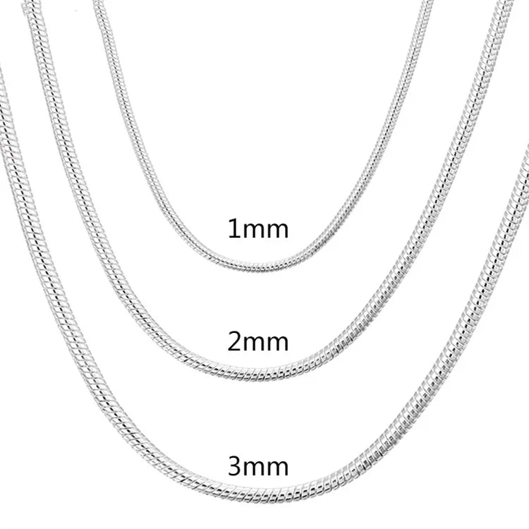 Elegant Adjustable 925 Sterling Silver Snake Chain Necklace (40-75cm)