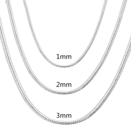 Elegant Adjustable 925 Sterling Silver Snake Chain Necklace (40-75cm)