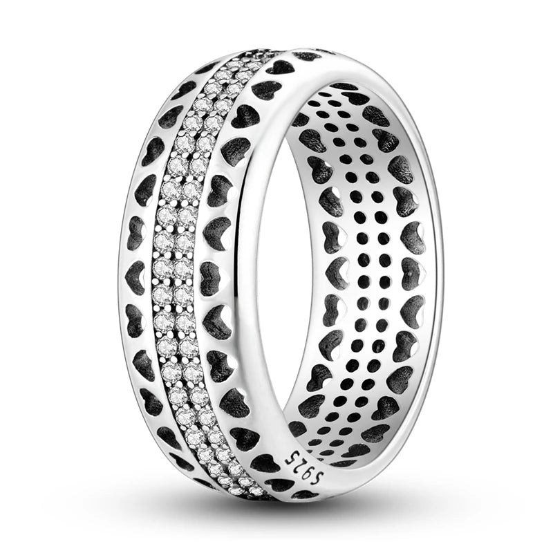 Exquisite Moon-Shaped Sterling Silver Rings for Women