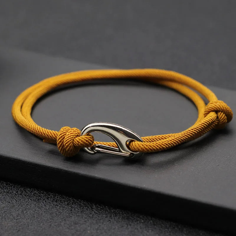 Men's Adjustable 3mm Double Layer Weaved Rope Bracelet - Stylish Handmade Charm Accessory