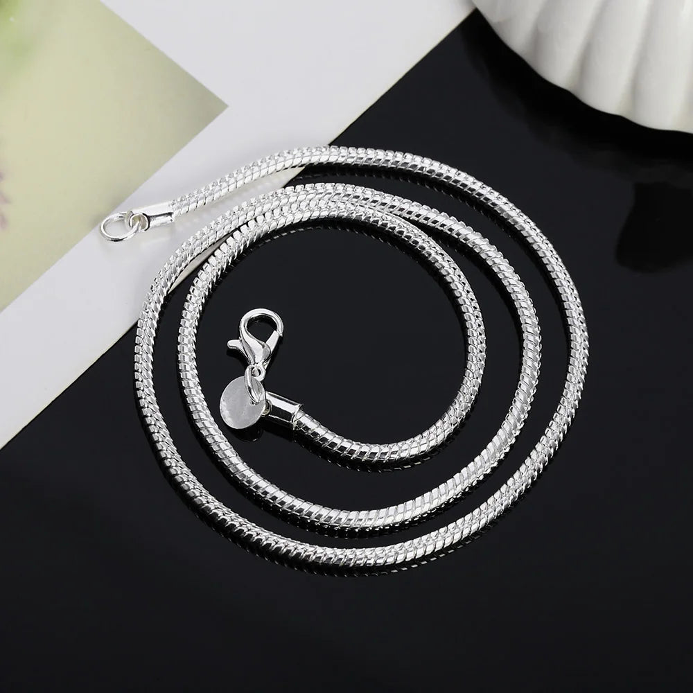 Elegant Adjustable 925 Sterling Silver Snake Chain Necklace (40-75cm)