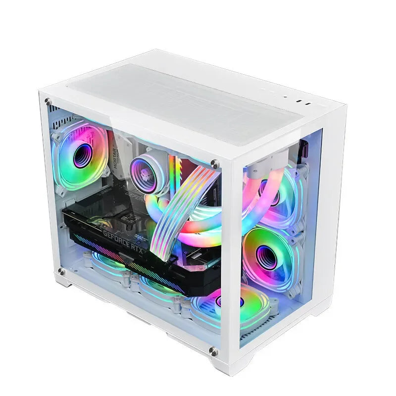 Mini Desktop Host Case with Scenic Sea View for Micro ATX Systems