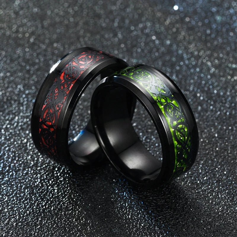 Men's 8MM Dragon-Themed Purple and Black Carbon Fiber Wedding Band - Stylish Stainless Steel Jewelry 2023