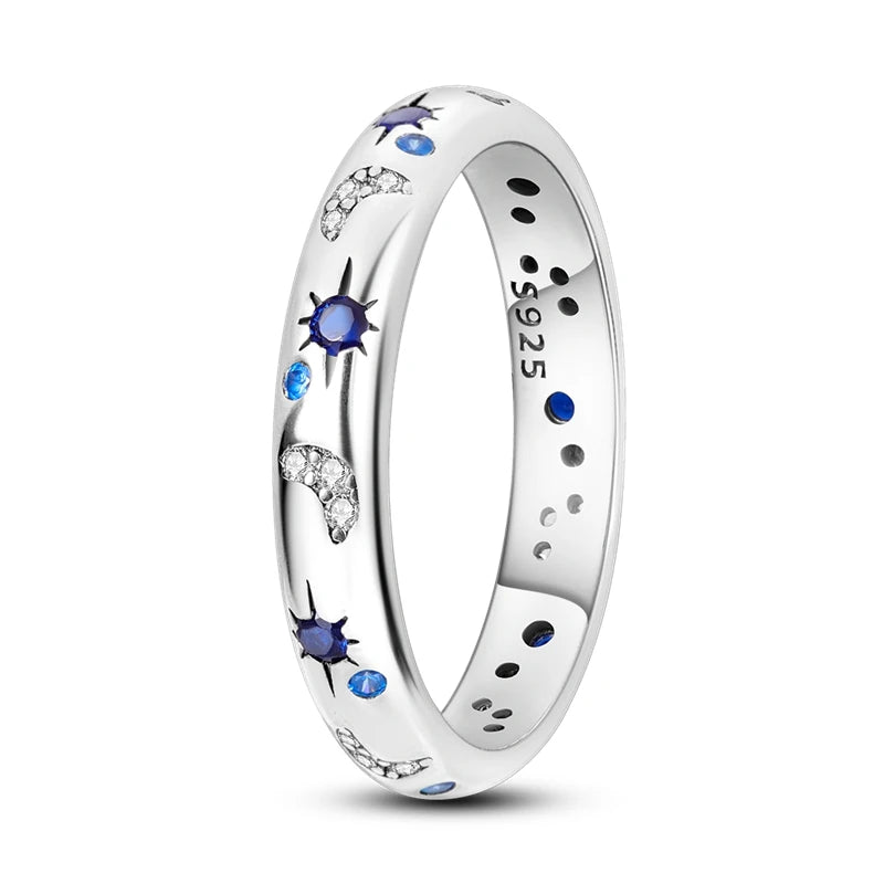 Exquisite Moon-Shaped Sterling Silver Rings for Women