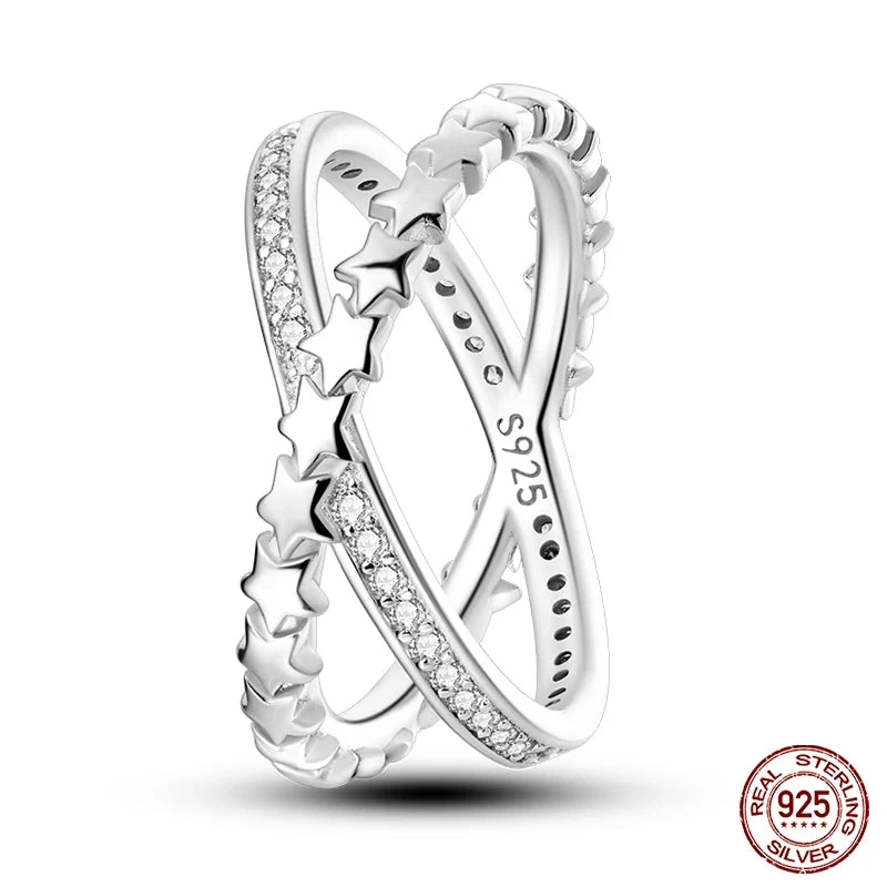 Exquisite Moon-Shaped Sterling Silver Rings for Women