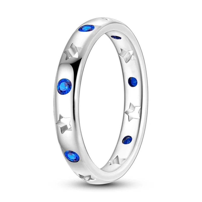 Exquisite Sterling Silver Wedding Bands with Zircon Stone