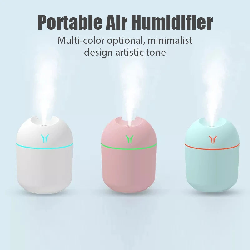 USB Mini Ultrasonic 250ML Humidifier with Romantic Lights and Essential Oil Diffuser for Car and Home