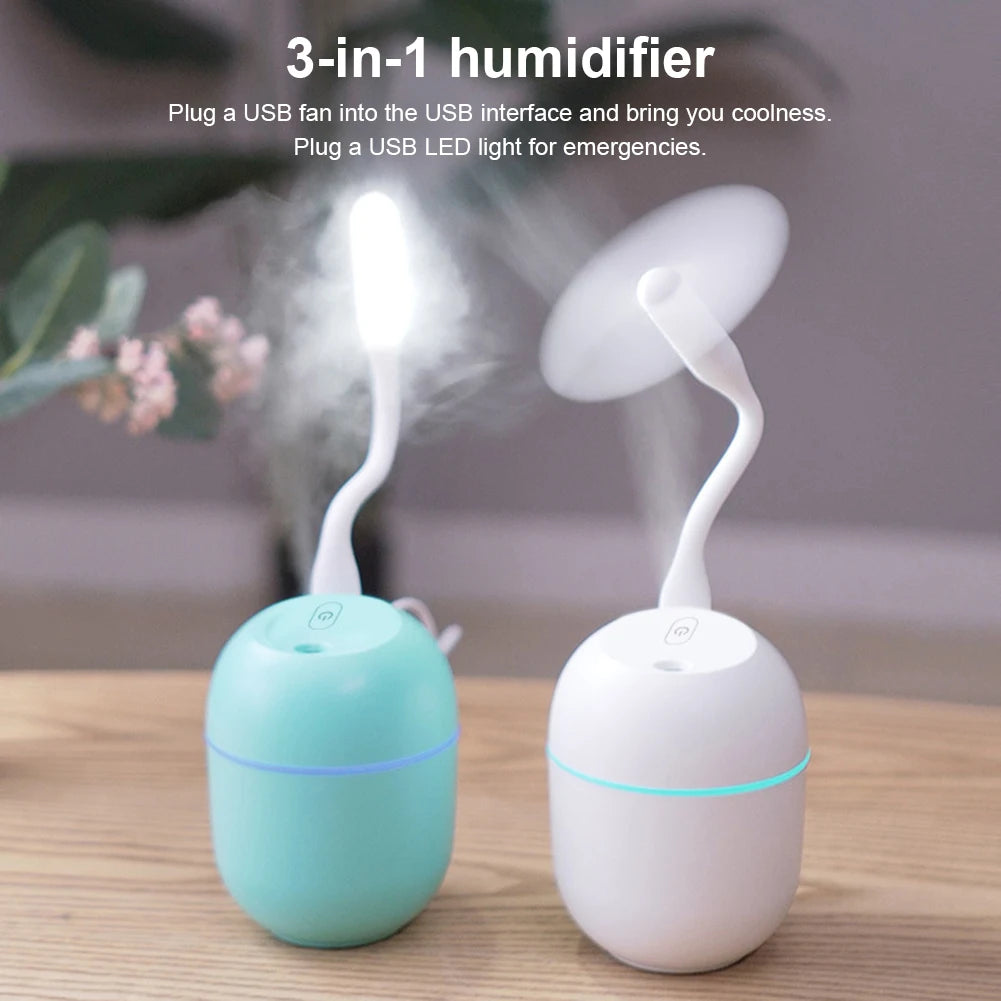 Compact USB Ultrasonic Humidifier and Essential Oil Diffuser with LED Light for Car Aromatherapy