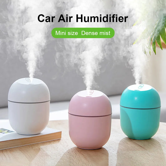 Compact USB Ultrasonic Humidifier and Essential Oil Diffuser with LED Light for Car Aromatherapy