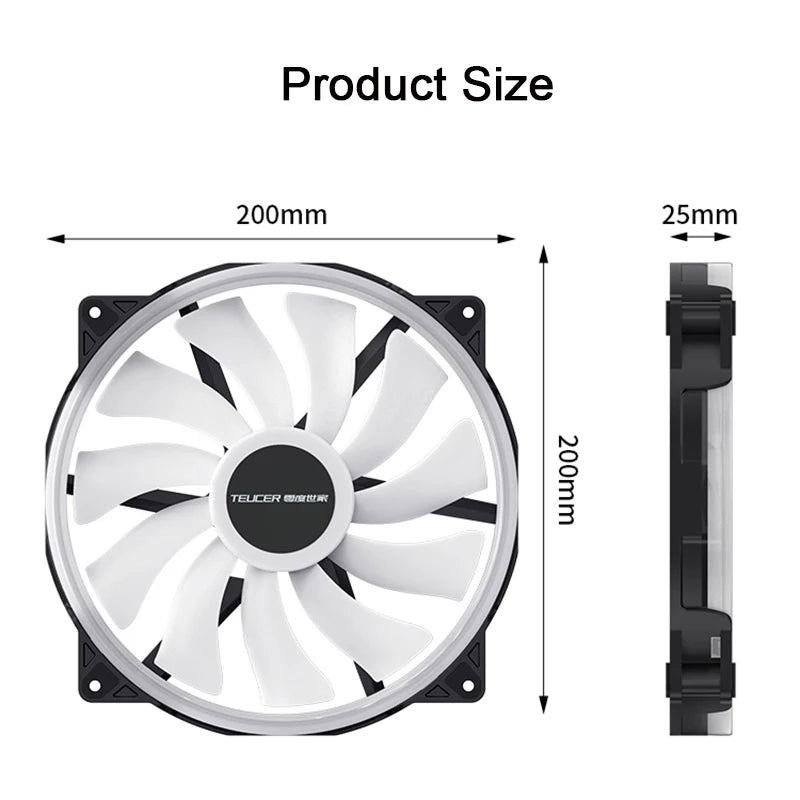 TEUCER FD200 200mm Addressable RGB LED Cooling Fan with Fluid Bearing