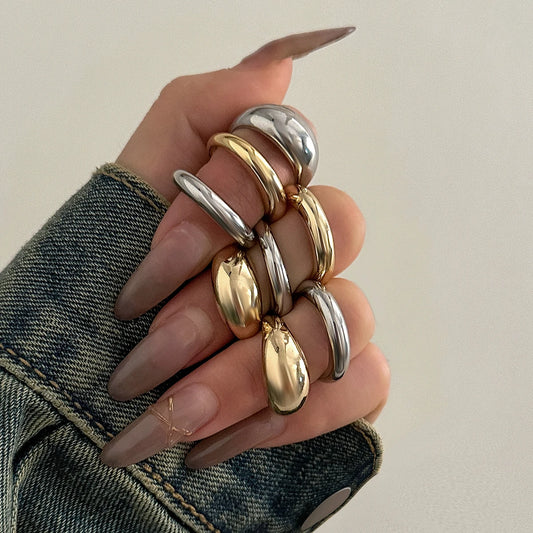 8-Piece Trendy Chunky Open Ring Set for Women