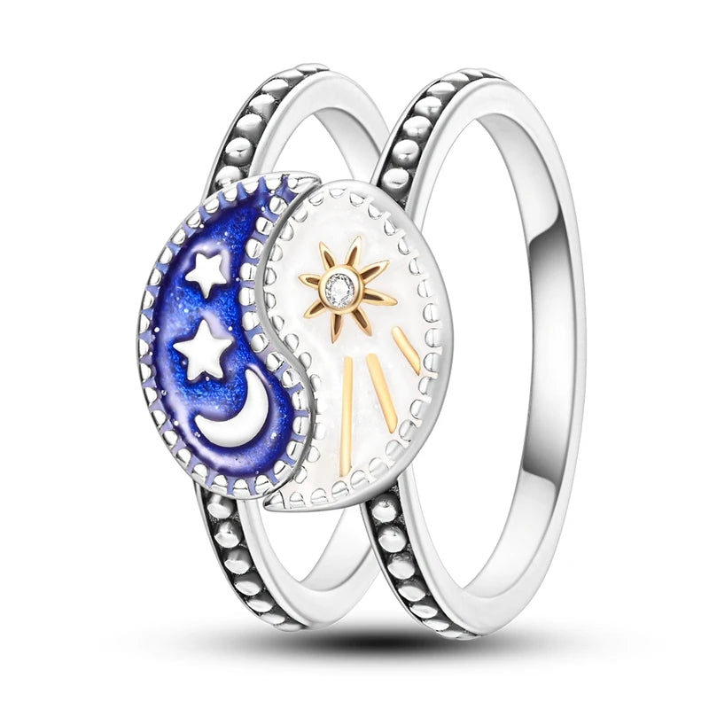 Exquisite Moon-Shaped Sterling Silver Rings for Women