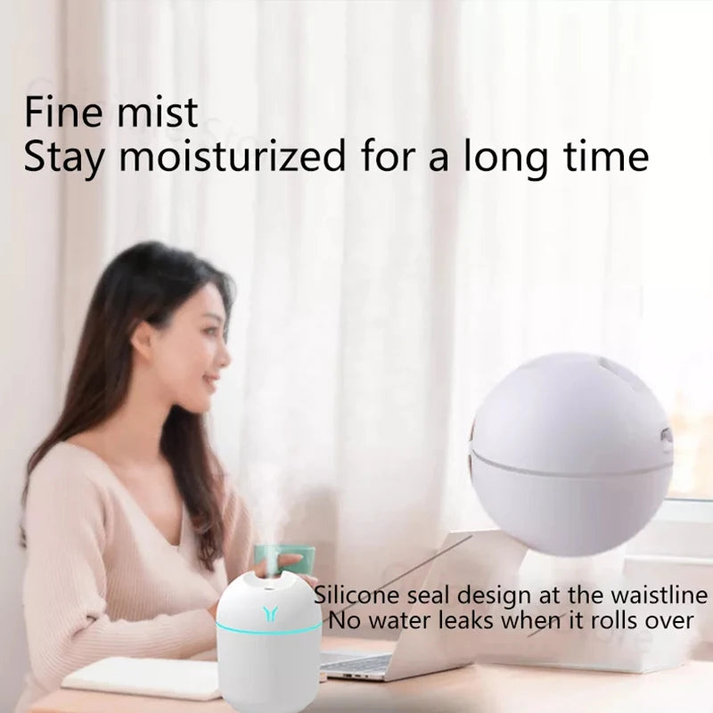 USB Mini Ultrasonic 250ML Humidifier with Romantic Lights and Essential Oil Diffuser for Car and Home