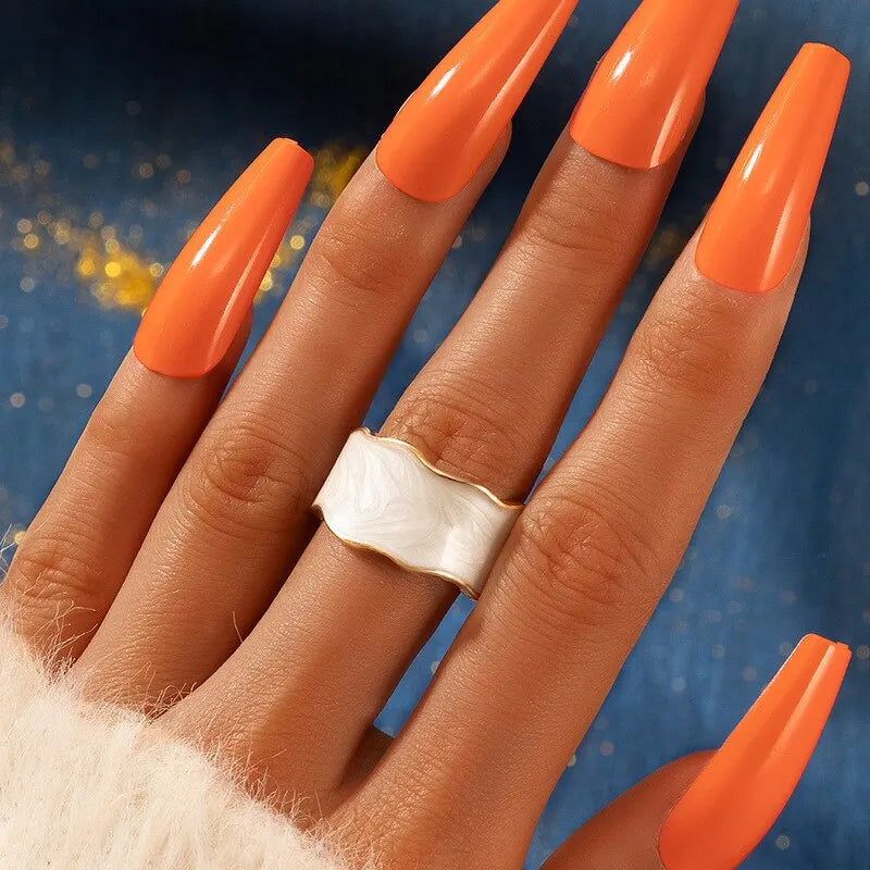 Chic Vintage White Enamel Geometric Adjustable Ring for Women - Trendy Fashion Jewelry Gift