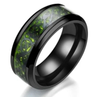 Men's 8MM Dragon-Themed Purple and Black Carbon Fiber Wedding Band - Stylish Stainless Steel Jewelry 2023