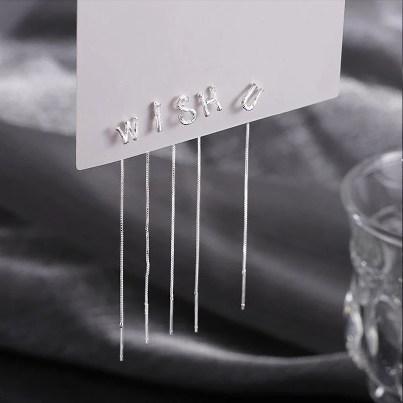 Tassel Letter Earrings in Tibetan Silver for Trendy Women