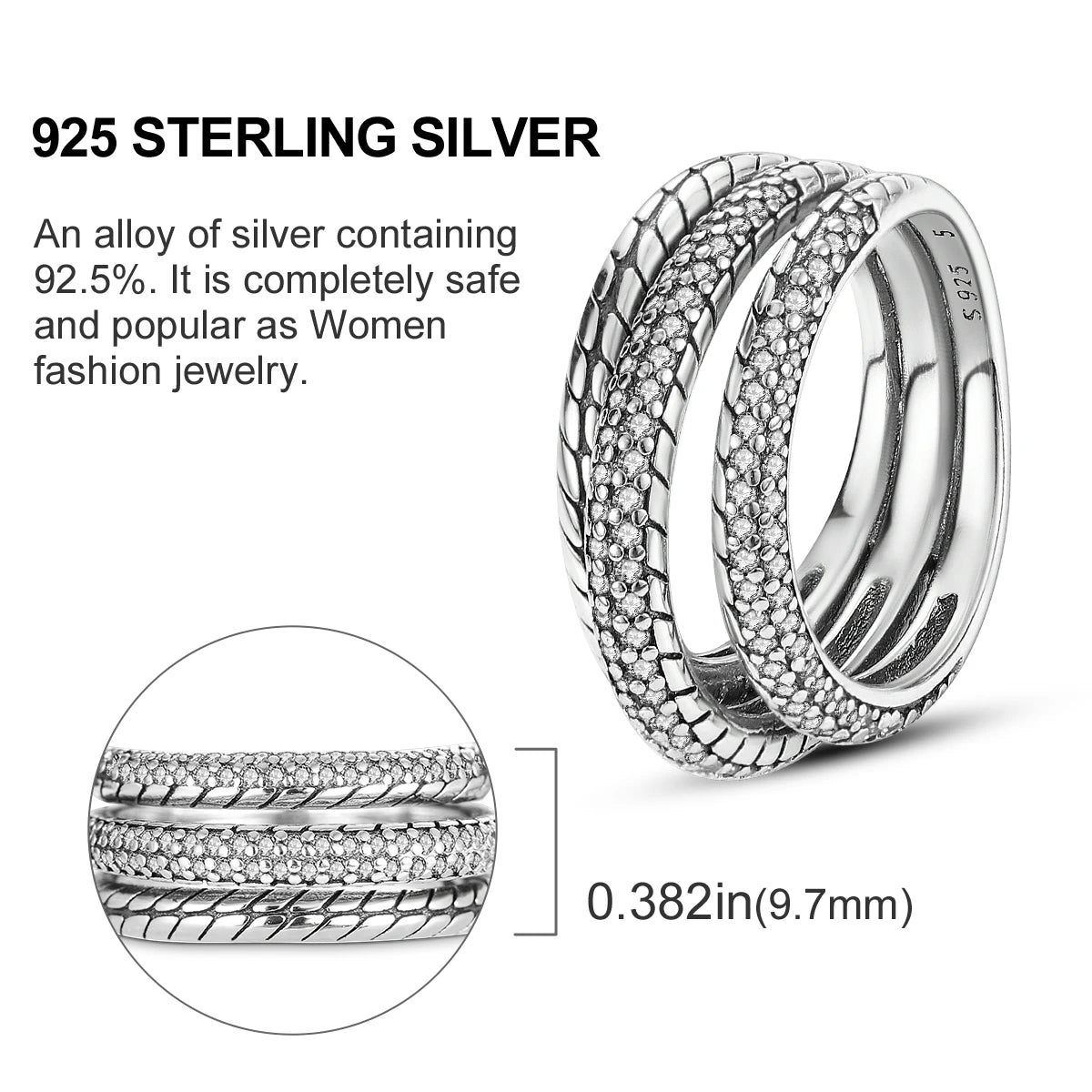 Elegant Sterling Silver Cubic Zirconia Rings