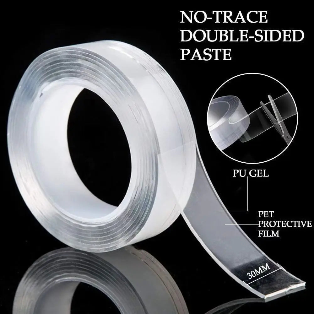 Versatile Traceless Waterproof Nano Double-Sided Adhesive Tape for Home and Kitchen – Available in 1m, 3m, 5m Sizes