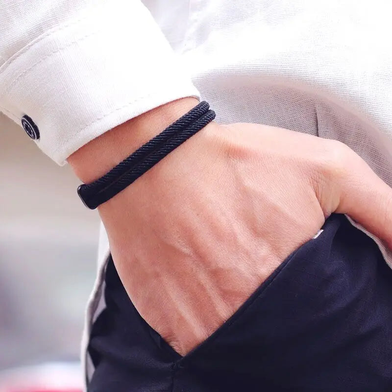Men's Versatile Double Layer Charm Bracelet - Ethnic-Inspired Stackable Accessory for Everyday Style