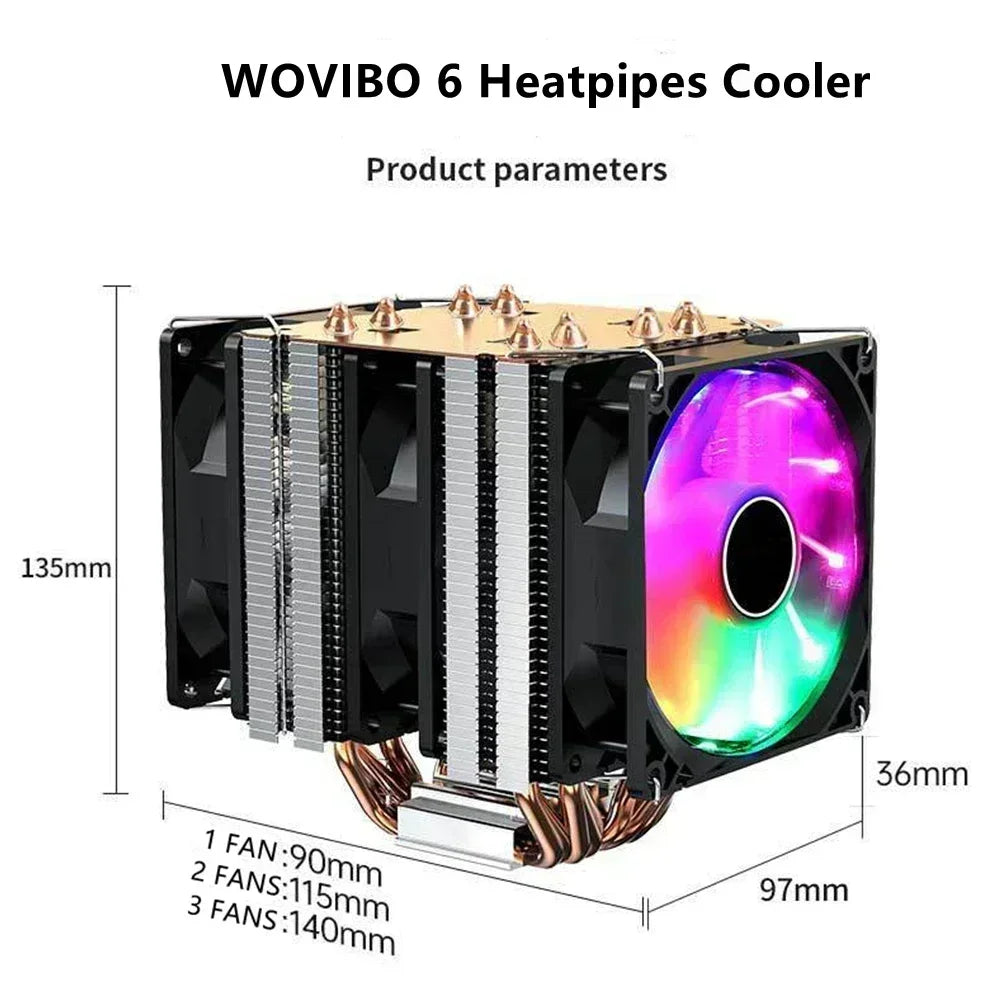 Ultimate 6 Heatpipe RGB CPU Cooler with Silent PWM & 150W TDP for Intel and AMD Sockets