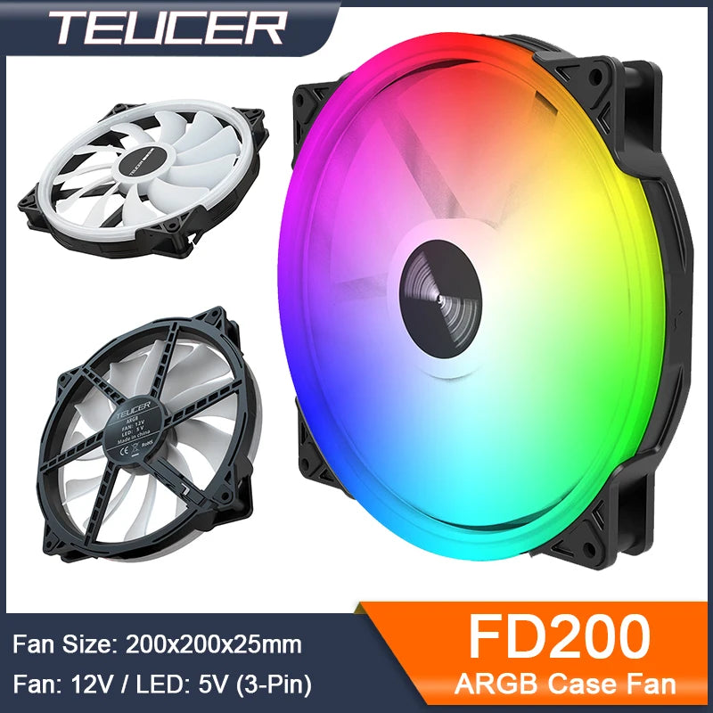 TEUCER FD200 200mm Addressable RGB LED Cooling Fan with Fluid Bearing