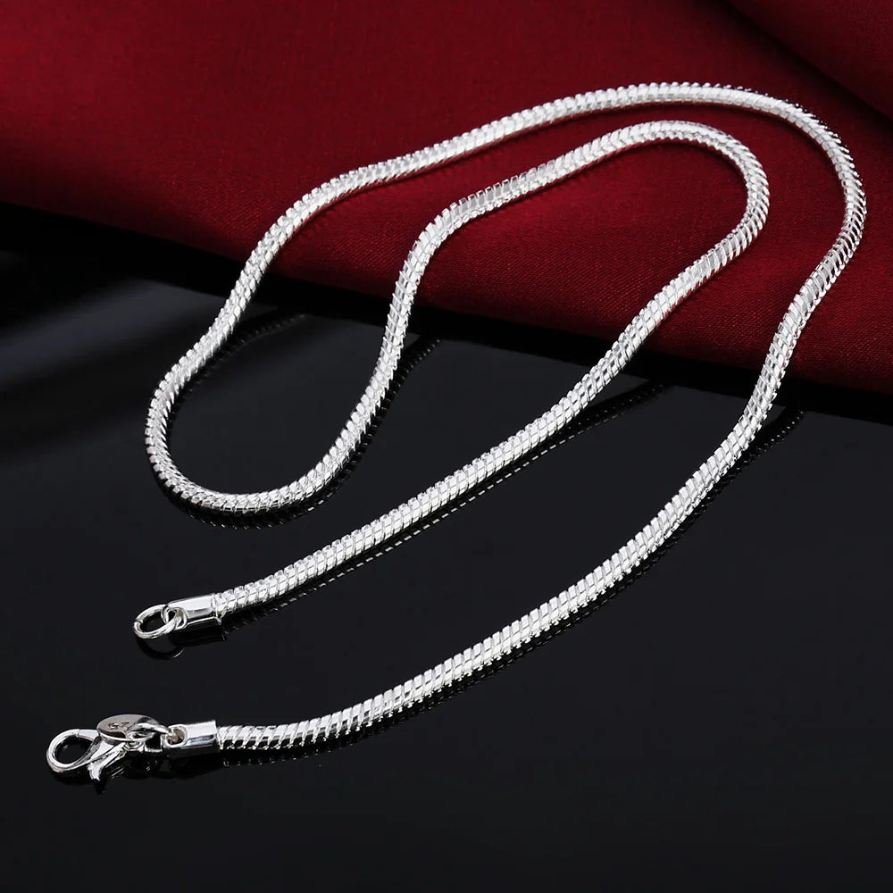 Elegant Adjustable 925 Sterling Silver Snake Chain Necklace (40-75cm)