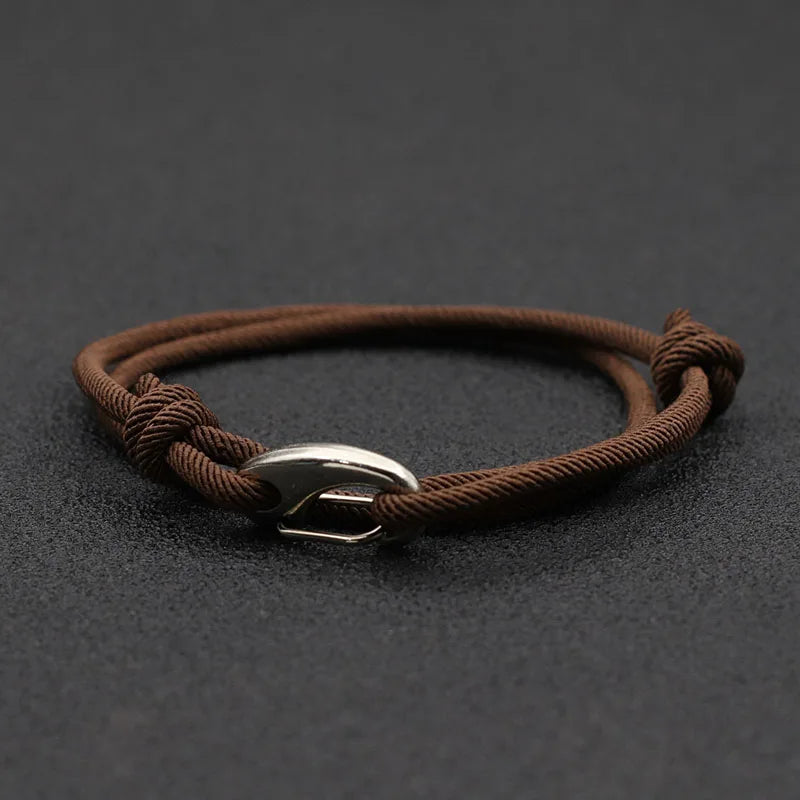 Men's Adjustable 3mm Double Layer Weaved Rope Bracelet - Stylish Handmade Charm Accessory