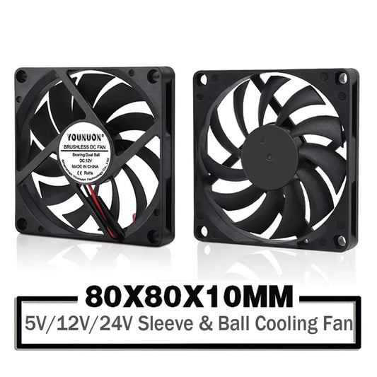 80mm Versatile USB Cooling Fan - YOUNUON DC 5V/12V/24V with Multiple Applications