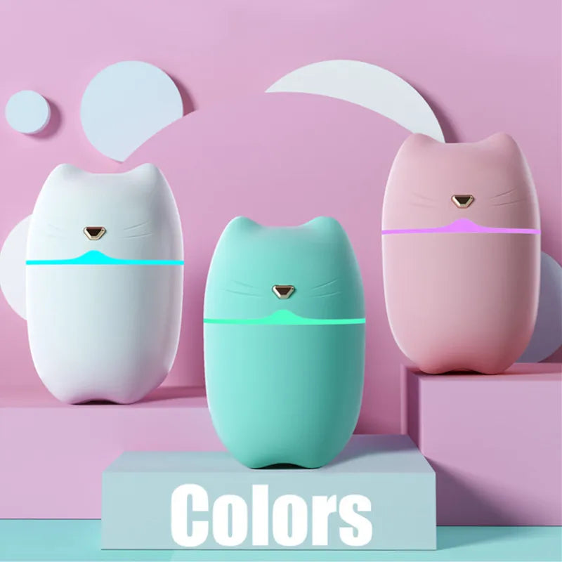 Adorable 350ml Cat-Shaped USB Air Humidifier with Night Light and Mist Function