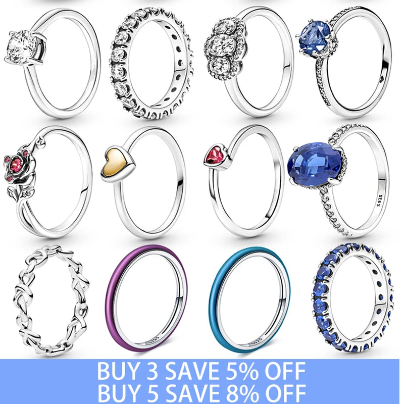 Exquisite Moon-Shaped Sterling Silver Rings for Women